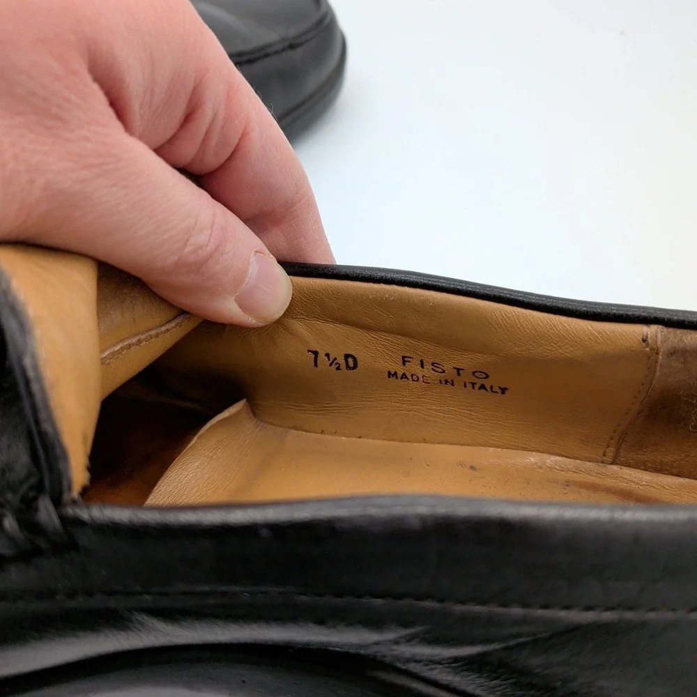 Bally Fisto Mens Black Leather Penny Loafers Size‎ 7.5 D Made in Italy Slip On